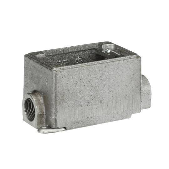 Iberville® CIFDC-3/4 Type FDC Weatherproof Shallow Style Device Box, Cast Aluminum, 22.5 cu-in Capacity, 1 Gangs, 2 Outlets, 1 Knockouts, 4-5/16 in L x 2-13/16 in W x 2-5/8 in D