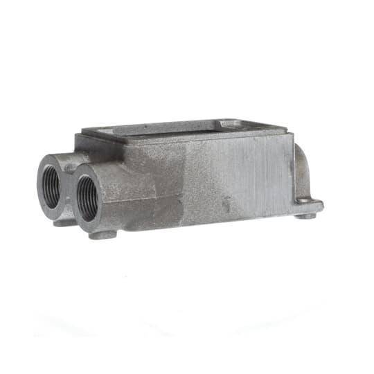 Iberville® CIFSCC-1G-3/4 Type FSCC 3-Hub Shallow Weatherproof Device Box, Cast Aluminum, 14 cu-in Capacity, 1 Gangs, 4-5/16 in L x 2-13/16 in W x 1-7/8 in D