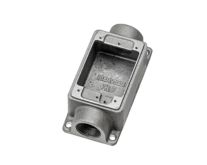 Iberville® CIFSC-1G-3/4 Type FSC Weatherproof Shallow Style Device Box, Cast Aluminum, 14 cu-in Capacity, 1 Gangs, 2 Outlets, 1 Knockouts, 4-5/16 in L x 2-13/16 in W x 1-7/8 in D