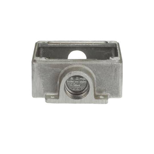 Iberville® CIFSC-2G-1/2 Type FSC 2-Hub Shallow Weatherproof Device Box, Cast Aluminum, 26 cu-in Capacity, 2 Gangs, 4-3/8 in L x 4-11/16 in W x 1-7/8 in D