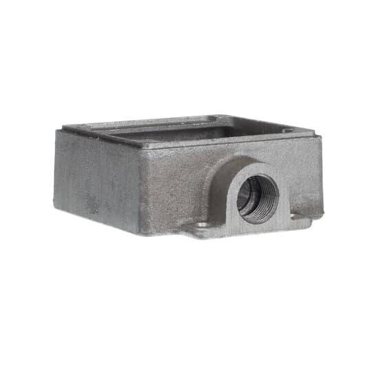 Iberville® CIFSC-2G-3/4 Type FSC Shallow Style Weatherproof Device Box, Cast Aluminum, 26 cu-in Capacity, 2 Gangs, 2 Outlets, 1 Knockouts, 4-3/8 in L x 4-11/16 in W x 1-7/8 in D
