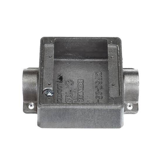 Iberville® CIFSC-2G-3/4 Type FSC Shallow Style Weatherproof Device Box, Cast Aluminum, 26 cu-in Capacity, 2 Gangs, 2 Outlets, 1 Knockouts, 4-3/8 in L x 4-11/16 in W x 1-7/8 in D