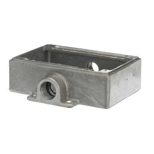 Iberville® CIFSC-3G-3/4 Type FSC 2-Hub Shallow Weatherproof Device Box, Cast Aluminum, 41 cu-in Capacity, 3 Gangs, 4-3/8 in L x 6-1/2 in W x 1-7/8 in D