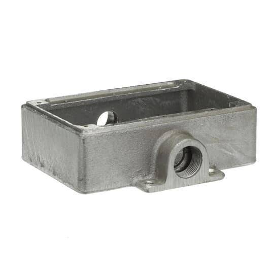 Iberville® CIFSC-3G-3/4 Type FSC 2-Hub Shallow Weatherproof Device Box, Cast Aluminum, 41 cu-in Capacity, 3 Gangs, 4-3/8 in L x 6-1/2 in W x 1-7/8 in D