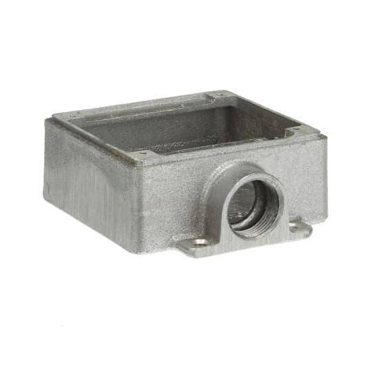 Iberville® CIFS-2G-1 Type FS Shallow Weatherproof Device Box, Cast Aluminum, 26 cu-in Capacity, 2 Gangs, 4-3/8 in L x 4-11/16 in W x 1-7/8 in D