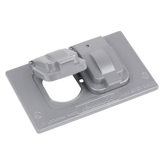 Red Dot® DCCD-BR Weatherproof Receptacle Cover, 4-9/16 in L x 2-27/32 in W, Die-Cast Aluminum