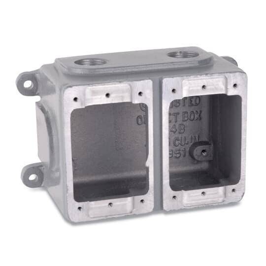 Russellstoll® 3712AJ FD Series Deep Conduit Box, Aluminum, 2 Gangs