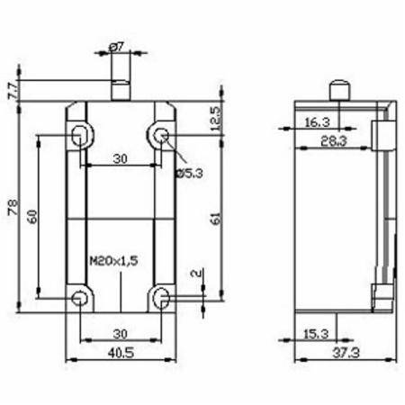 EATON 3SE03-SA Plug-In Switch Body, 1NC-1NO Contact, For Use With E50 Series Heavy Duty Limit Switch, 60 A at 120 VAC, 0.22A at 125 VDC Contact, NEMA 1/3/3S/4/4X/6/6P/11/12/13/IP66 Enclosure