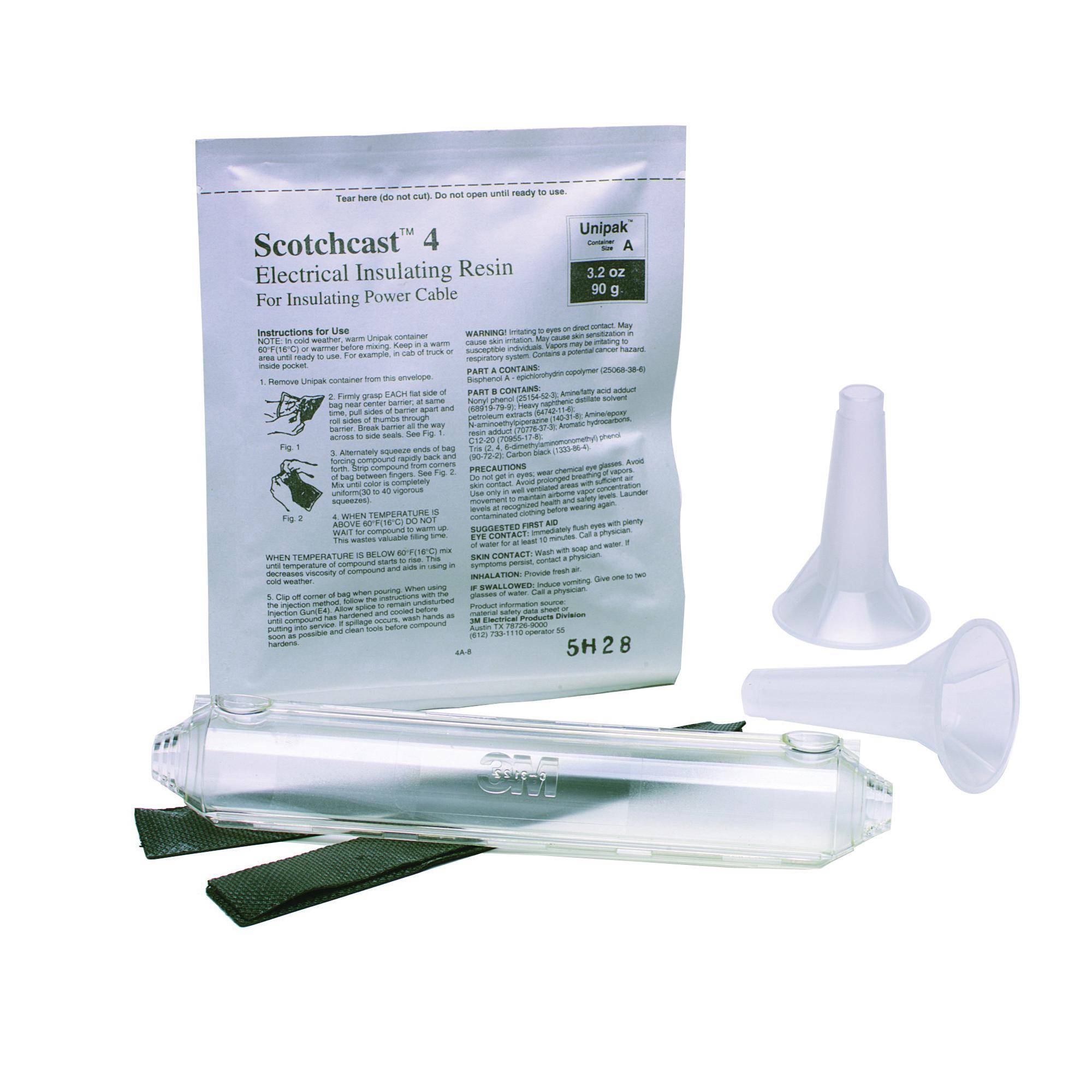 Scotchcast™ 7100123073 82-AN Inline Resin, 5 kV Single Conductor, 1 kV Multi-Conductors, 0.406 to 0.625 in Dia Cable, 8 to 2 AWG Conductor, 4-1/2 in L Splice, Epoxy