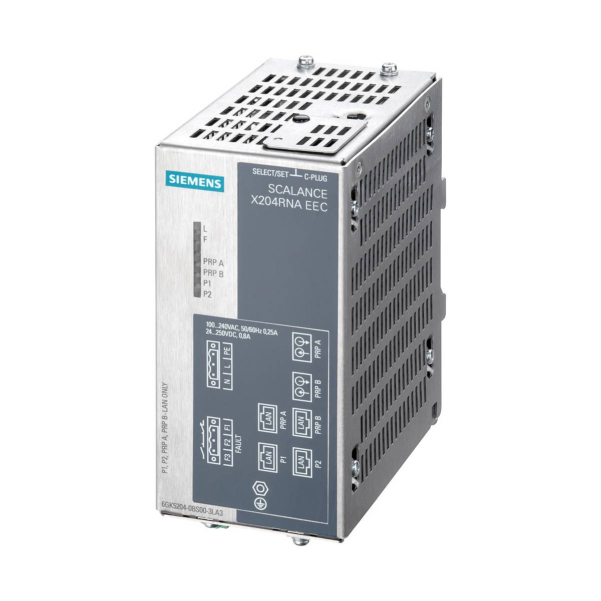 Siemens SCALANCE 6GK52040BS002NA3 X204RNA EEC Redundant Network Access, RJ-45 Port, HTTP/HTTPS/DCP/SNMP v1/SNMP v2/SNMP v3/IGMP Protocol