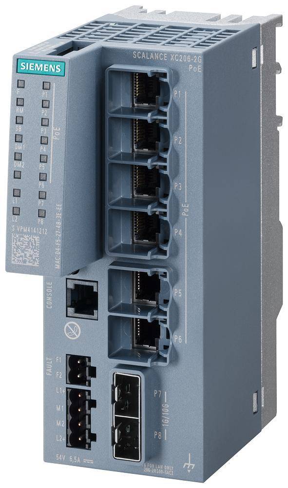 Siemens 6GK52062RS005AC2 XC206-2G 2-Port Managed Ethernet Switch, RJ45 Port