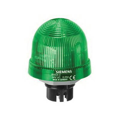Siemens 8WD5320-0CC Integrated Signal Flashing Beacon w/ Built-in Electronic Flash, 24 VDC, Xenon Lamp, 70 mm Dia, Bayonet/Flush Mount, Green Lens