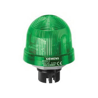 Siemens 8WD5320-5DC Signal Column Rotating Beacon w/ Integrated LED, 24 VAC/VDC, LED Lamp, 70 mm Dia, Bayonet/Flush Mount, Green