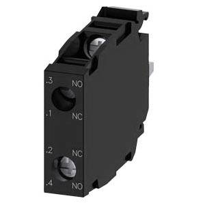 Siemens SIRIUS ACT A6X30143956 3SU14 Standard Contact Module, 22 mm, 1NC-1NO Contact, 10 A at 24 VAC, 0.1 A at 500 VDC Contact, Silver Alloy Contact, Momentary Action, Black