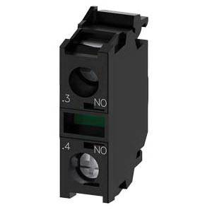 Siemens SIRIUS ACT A6X30143958 3SU14 Standard Contact Module, 1NO Contact, 10 A at 24 VAC, 0.1 A at 500 VDC Contact, Gold Plated Contact, Black