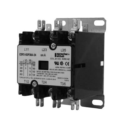 Sprecher + Schuh CDP2-B3P30A-24 Economical Electrically Held High Performance Lighting Rated Definite Purpose Contactor, 24 VAC Coil, 30 A, 3 Poles