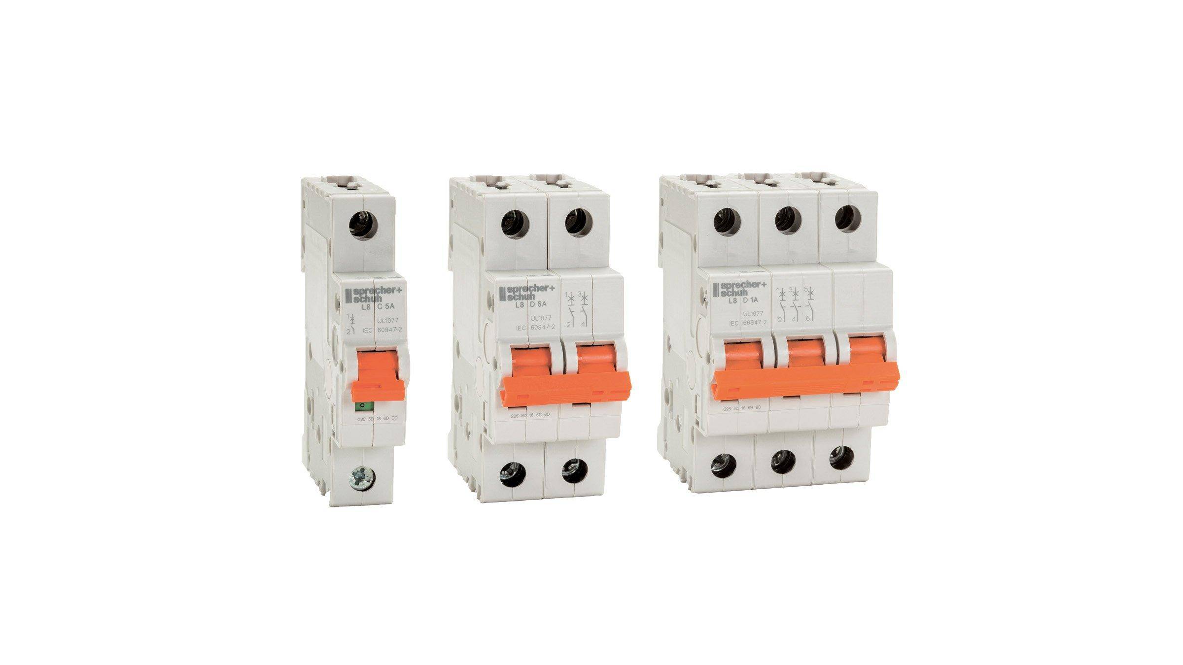 Sprecher + Schuh L8-13/3/D L8 Protector, 480Y/277 VAC, 13 A, 10 kA Interrupt, 3 Poles, D/Thermal Magnetic Trip