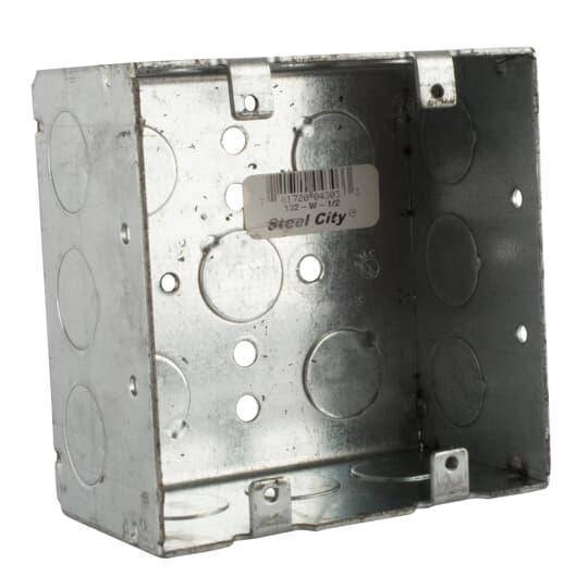 Steel City® 132-W-1/2 Welded Style Device/Handy Box, Steel, 30.3 cu-in Capacity, 2 Gangs, 2 Outlets, 8 Knockouts
