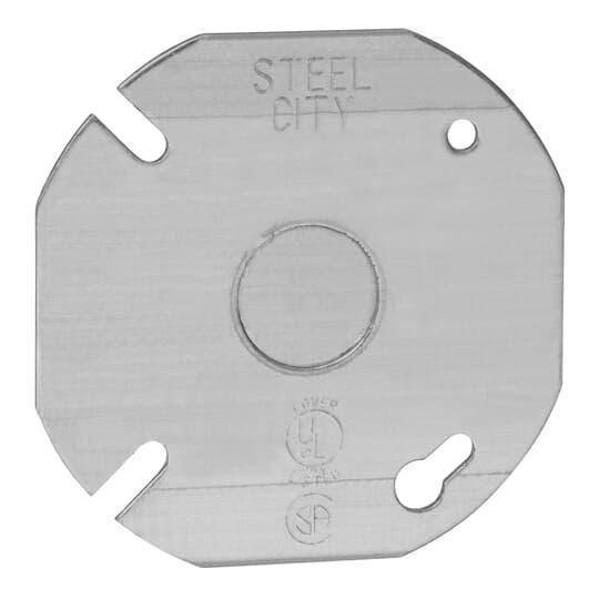 Steel City® 24-C-6 Outlet Box Cover, 3-1/2 in L x 3-1/2 in W, Flat Cover, Steel
