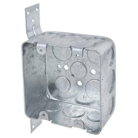 Steel City® 2G4DV12-8R Drawn Construction Outlet Box, Steel, 30.3 cu-in Capacity, 2 Gangs, 2 Outlets, 14 Knockouts