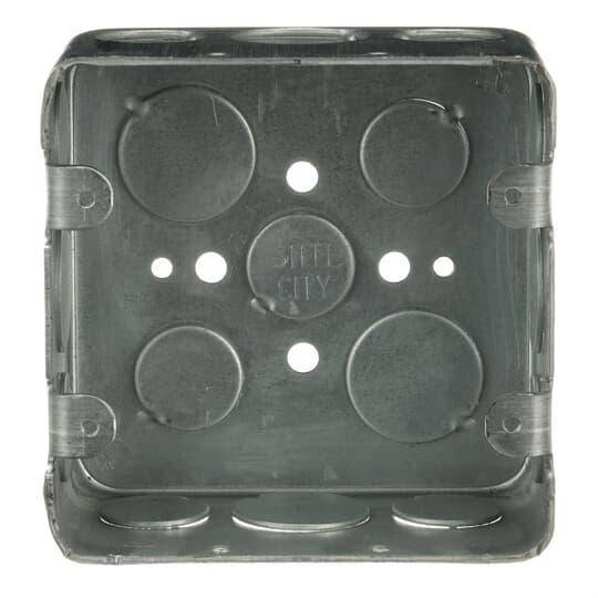 Steel City® 2G4D-1/2-3/4 Drawn Style Outlet Box, Steel, 30.3 cu-in Capacity, 2 Gangs, (2) Outlets, (17) Knockouts, 4 in H x 4 in W x 2-1/8 in D