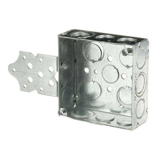 Steel City® 52151B1234 Outlet Box, Steel, 21 cu-in Capacity, (1) Outlets, (15) Knockouts, 4 in H x 4 in W x 1-1/2 in D