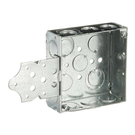 Steel City® 52151B1234 Outlet Box, Steel, 21 cu-in Capacity, (1) Outlets, (15) Knockouts, 4 in H x 4 in W x 1-1/2 in D