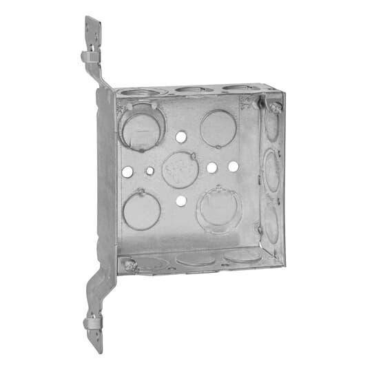 Steel City® 52151V1234-25R Square Outlet Box, Steel, 21 cu-in Capacity, (1) Outlets, (17) Knockouts, 4 in H x 4 in W x 1-1/2 in D