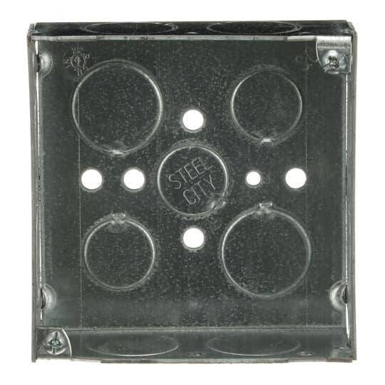 Steel City® 52151-3/4-W Outlet Box, Steel, 21 cu-in Capacity, (1) Outlets, (13) Knockouts, 4 in H x 4 in W x 1-1/2 in D