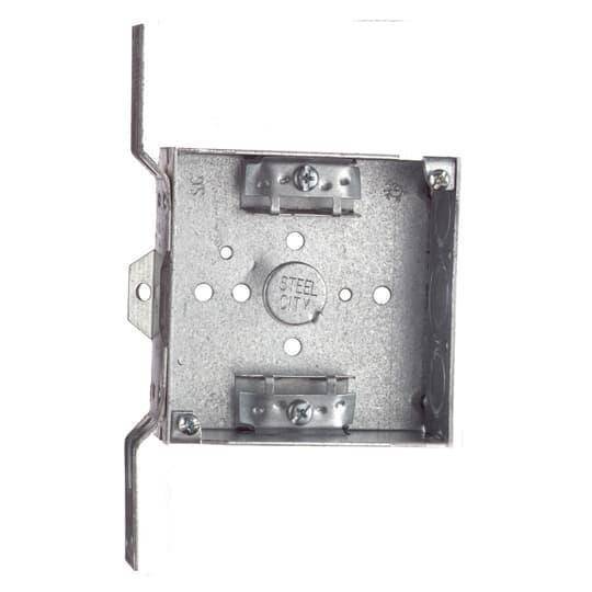 Steel City® 52151CVX-25R Square Outlet Box, Steel, 21 cu-in Capacity, (1) Outlets, (11) Knockouts, 4 in H x 4 in W x 1-1/2 in D