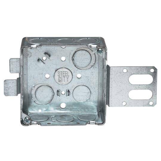 Steel City® 52151-EF-SSX Outlet Box, Steel, 21 cu-in Capacity, (1) Outlets, (16) Knockouts, 4 in H x 4 in W x 1-1/2 in D