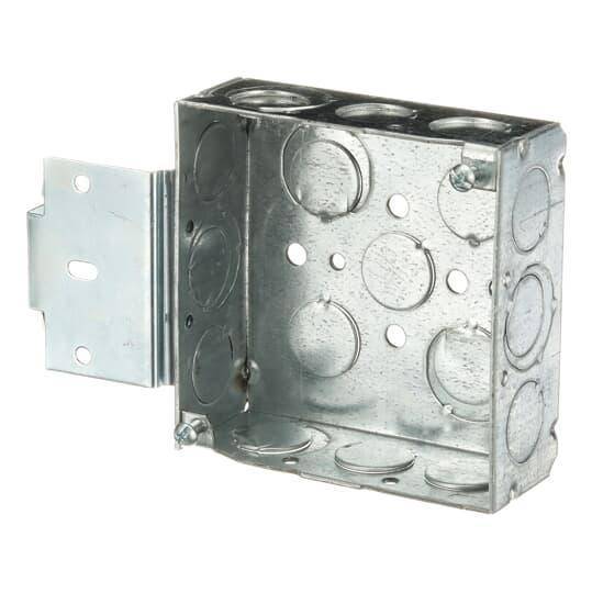 Steel City® 52151-MS-1/2-3/4 Outlet Box, Steel, 21 cu-in Capacity, (1) Outlets, (12) Knockouts, 4 in H x 4 in W x 1-1/2 in D