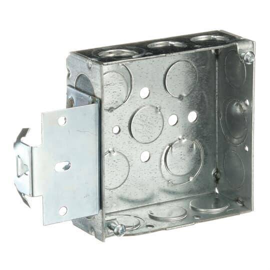 Steel City® 52151-MS-1/2-3/4 Outlet Box, Steel, 21 cu-in Capacity, (1) Outlets, (12) Knockouts, 4 in H x 4 in W x 1-1/2 in D