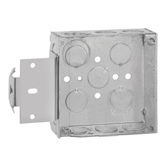 Steel City® 52151-MS-1/2-3/4 Outlet Box, Steel, 21 cu-in Capacity, (1) Outlets, (12) Knockouts, 4 in H x 4 in W x 1-1/2 in D