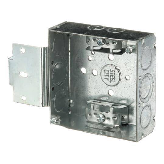 Steel City® 52151-MS-X Outlet Box, Steel, 21 cu-in Capacity, (1) Outlets, (8) Knockouts, 4 in H x 4 in W x 1-1/2 in D