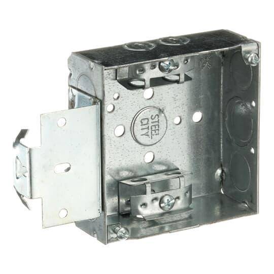 Steel City® 52151-MS-X Outlet Box, Steel, 21 cu-in Capacity, (1) Outlets, (8) Knockouts, 4 in H x 4 in W x 1-1/2 in D