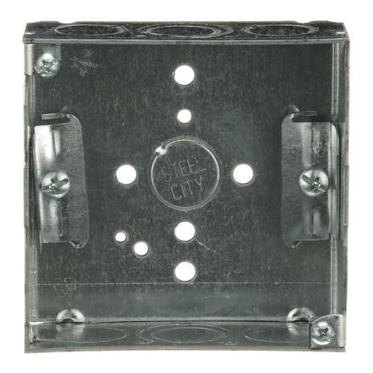 Steel City® 52151-N Outlet Box, Steel, 21 cu-in Capacity, (1) Outlets, (11) Knockouts, 4 in H x 4 in W x 1-1/2 in D
