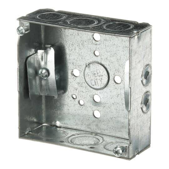 Steel City® 52151-N Outlet Box, Steel, 21 cu-in Capacity, (1) Outlets, (11) Knockouts, 4 in H x 4 in W x 1-1/2 in D