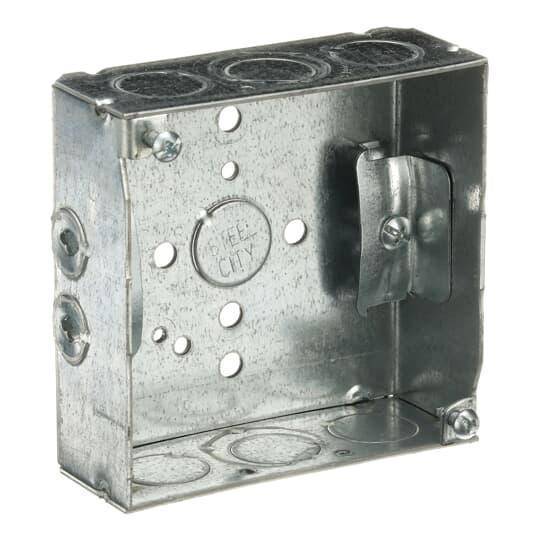 Steel City® 52151-N Outlet Box, Steel, 21 cu-in Capacity, (1) Outlets, (11) Knockouts, 4 in H x 4 in W x 1-1/2 in D