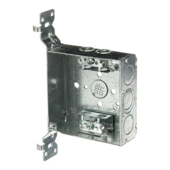 Steel City® 52151-VX Outlet Box, Steel, 21 cu-in Capacity, (1) Outlets, (11) Knockouts, 4 in H x 4 in W x 1-1/2 in D