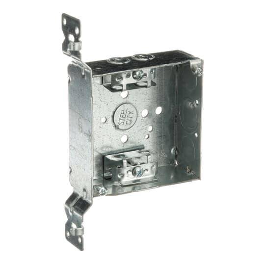 Steel City® 52151-VX Outlet Box, Steel, 21 cu-in Capacity, (1) Outlets, (11) Knockouts, 4 in H x 4 in W x 1-1/2 in D