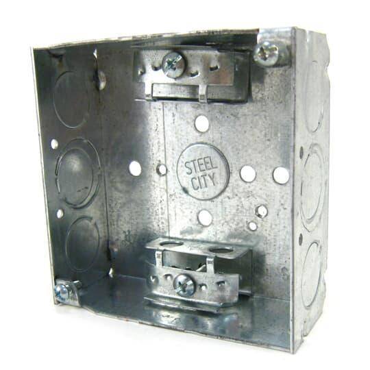 Steel City® 52151-X Outlet Box, Steel, 21 cu-in Capacity, (1) Outlets, (11) Knockouts, 4 in H x 4 in W x 1-1/2 in D