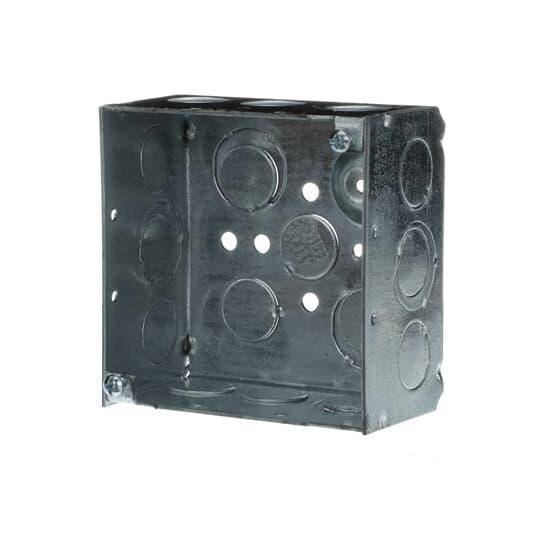 Steel City® 521711234E Welded Style Outlet Box, Steel, 30.3 cu-in Capacity, (1) Outlets, (13) Knockouts, 4 in H x 4 in W x 2-1/8 in D
