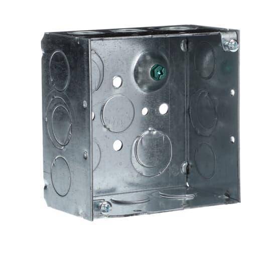 Steel City® 521711234ECN Outlet Box, Steel, 30.3 cu-in Capacity, (1) Outlets, (13) Knockouts, 4 in H x 4 in W x 2-1/8 in D