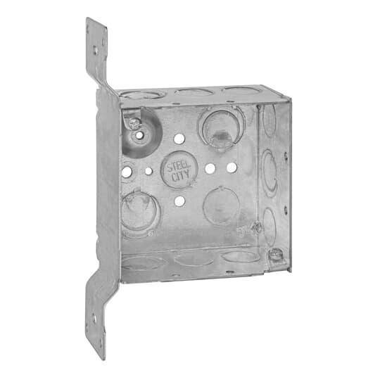 Steel City® 52171CV1234-25R Square Outlet Box, Steel, 30.3 cu-in Capacity, (1) Outlets, (17) Knockouts, 4 in H x 4 in W x 2-1/8 in D