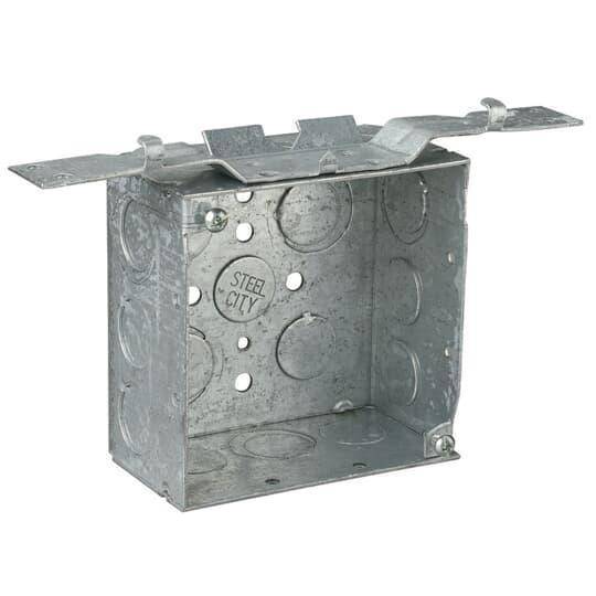 Steel City® 52171-V-1/2-3/4 Outlet Box, Steel, 30.3 cu-in Capacity, (1) Outlets, (17) Knockouts, 4 in H x 4 in W x 2-1/8 in D