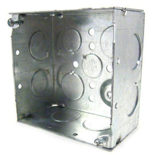 Steel City® 5217134-25R Square Outlet Box, Steel, 30.3 cu-in Capacity, (1) Outlets, (13) Knockouts, 4 in H x 4 in W x 2-1/8 in D