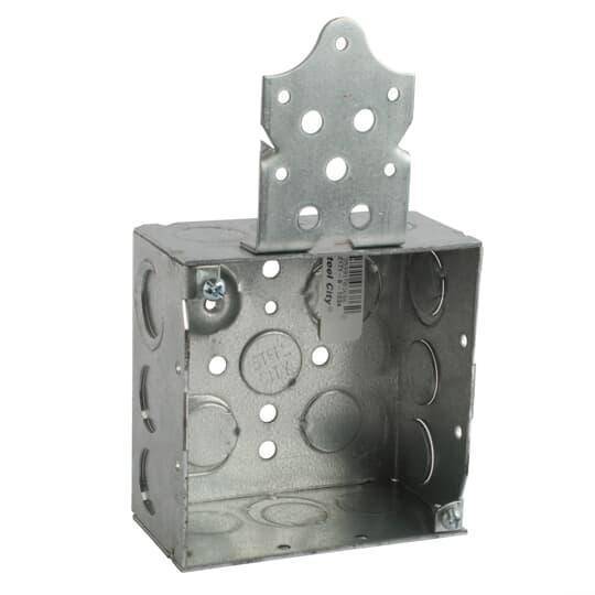 Steel City® 52171-B-1234 Outlet Box, Steel, 30.3 cu-in Capacity, (1) Outlets, (16) Knockouts, 4 in H x 4 in W x 2-1/8 in D