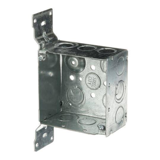 Steel City® 52171-CV1/2-3/4 Outlet Box, Steel, 30.3 cu-in Capacity, (1) Outlets, (17) Knockouts, 4 in H x 4 in W x 2-1/8 in D