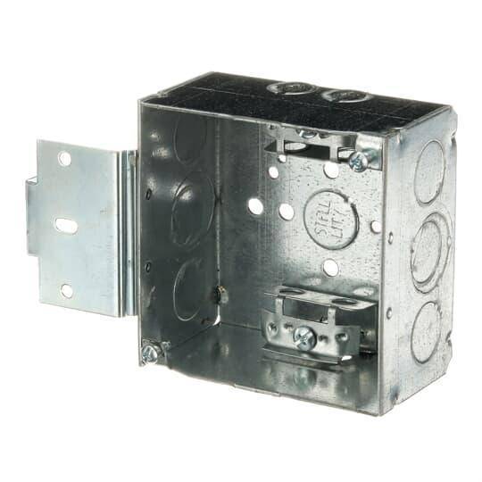 Steel City® 52171-MSX Outlet Box, Steel, 30.3 cu-in Capacity, (1) Outlets, (11) Knockouts, 4 in H x 4 in W x 2-1/8 in D
